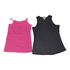 2pc Bundle - Pink Cami - Size 10 -- Black Tank Top - Size LG - Cool and Comfy